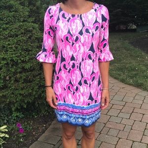 Lilly Pulitzer, flamingo Sophie ruffle dress
